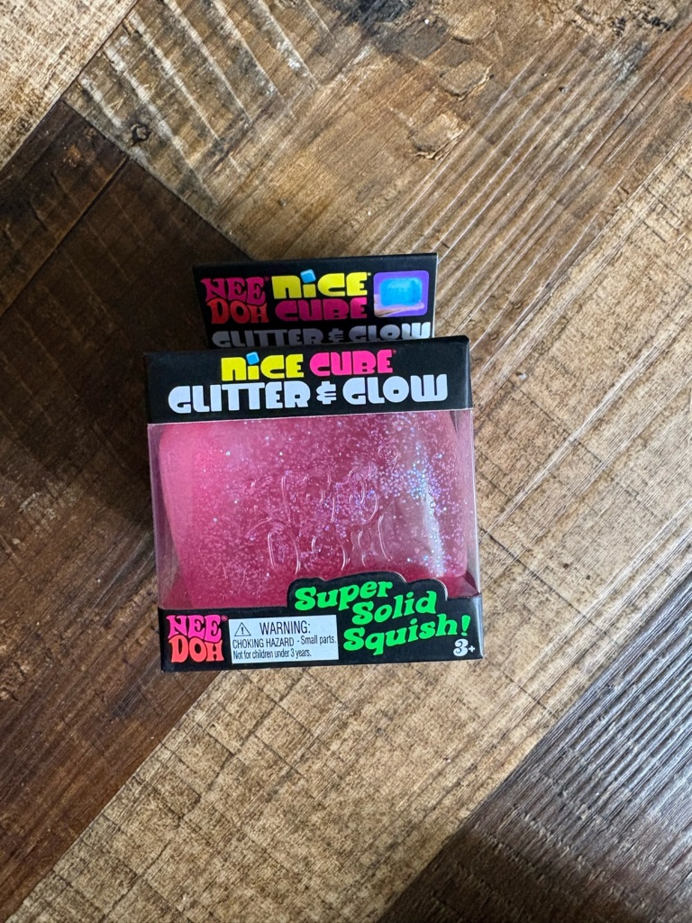 Needoh Nice Cube Glitter & Glow Super Solid Squish! - Pink